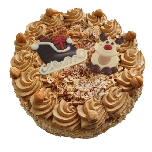 Kerst hazelnoot mokka taart